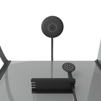 Cabine de douche 1/4 de cercle 90x90x215 cm - receveur bas - fonds gris profilés noir mat - foggy low Aurlane - CAB282