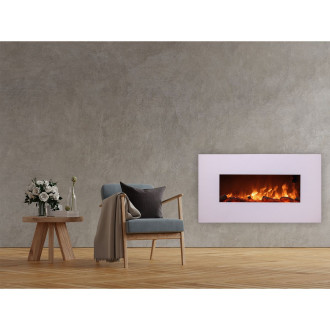 Sined MONTE Cheminée électrique murale en acier et verre 1500W Flame effect LED, White