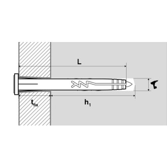 Boite de 100 chevilles à frapper nylon scell-it - tête plate - ø 6 mm x 55 mm - yzp6055