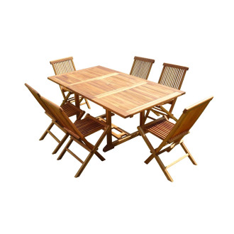 Ensemble salon de jardin en teck huilé sidan 6 chaises jumak