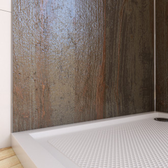 Panneau mural de douche finition pierre en composite pierre de mica et résine - 90 x 210 cm - stone'it wood stone 90 Aurlane - FAC336