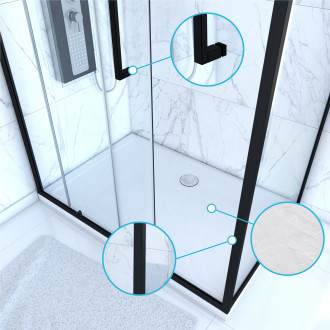 Pack paroi porte de douche + paroi retour + receveur a poser - 120x90 coulissante - crush moon 120x90 Aurlane - FAC397