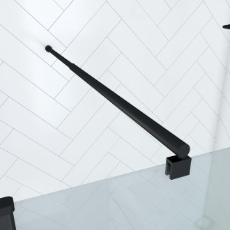 Pack paroi de douche à l'italienne transparent 80cm profile noir mat - dim: 80x200cm - profile noir mat - freedom 2 dark 80 + barre de fixation freedom 2 dark telescopic Aurlane - FAC427