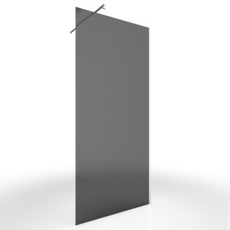 Pack paroi de douche à l'italienne 80x200cm fumée profile chrome freedom 2 dark 80 + barre de fixation murale chrome freedom 2 telescopic Aurlane - FAC455