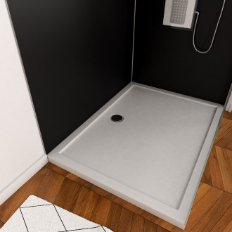 Pack panneaux muraux noir en aluminium avec profilé d'angle et de finition chrome + receveur a poser - 90 x 120cm - wall'it gris 90x120 + whiteness ii 120 Aurlane - PACP008