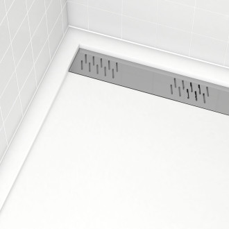 Receveur en acrylique Blanc 80x120x4 cm – Grille Linéaire Chrome – WHITENESS II Aurlane - FAC486