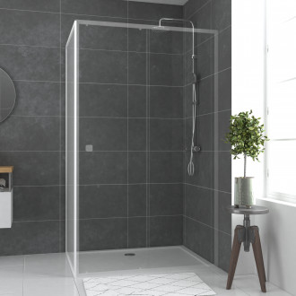 Paroi porte de douche blanc retour 80x185cm pour porte - verre transparent 5mm - whity side 80 Aurlane - FAC498