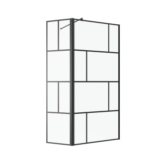 Paroi de douche avec pivot 90+40x195cm – Sérigraphie type briques et Profilés Noir – DARK BLOCKS Aurlane - FAC590