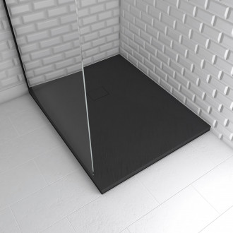 Receveur à poser en matériaux composite SMC – Finition ardoise noire – 80x100cm – ROCK 2 BLACK 80 Aurlane - FAC696