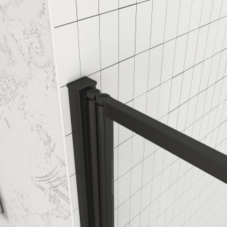Pare baignoire Pivotant 70x120cm - 2 Volets Noir Mat - Verre Trempé 4mm - DUPLO Aurlane - FAC703