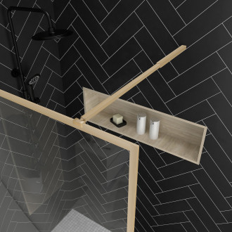 Paroi de douche à l'italienne 140x200 - cadre finition or brossé - verre 6mm - goldy contouring Aurlane - FAC731