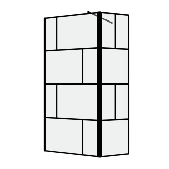 Paroi de douche avec pivot 80+40x195cm - sérigraphie type briques et profilés noir - dark blocks Aurlane - FAC928