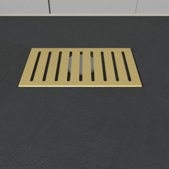 Grille rainurée en inox or doré brossé pour receveur - 20.15x12.3x0.55cm - rock 2 grid line Aurlane - FAC947