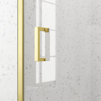 Porte de douche coulissante 140x200cm - profilés or doré brossé - verre trempé 6mm - goldy crush Aurlane - FAC958