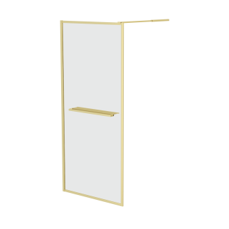 Paroi de douche or doré brossé 90x200cm - porte-serviette et étagère - goldy contouring shelf Aurlane - FAC963