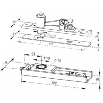 Ensemble supérieur droit extra-plat NORMBAU - Double action standard - 311MDSEP