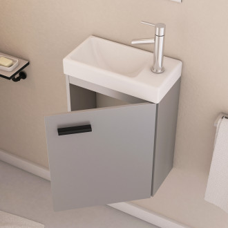 Ensemble meuble lave mains gris 41x50x22cm + miroir - smally grey Aurlane - LAV665