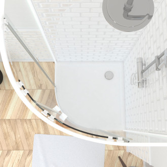 Pack porte de douche coulissante blanc de 89 à 90x190 cm + receveur - whity round slide Aurlane - PACF033