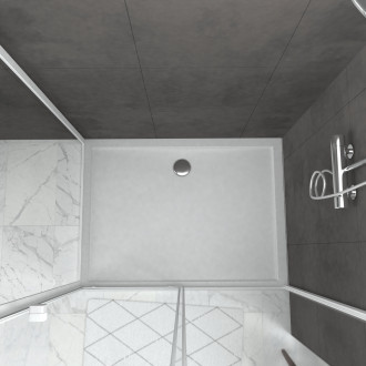 Pack porte de douche coulissante blanc extensible 120x185 + paroi de retour 90cm - whity Aurlane - PACF046