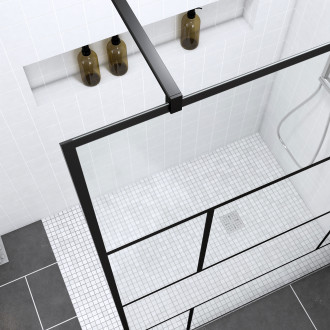 Pack paroi de douche 140x195 cm + receveur de douche a carreler 90x140 recoupable Aurlane - PACF104