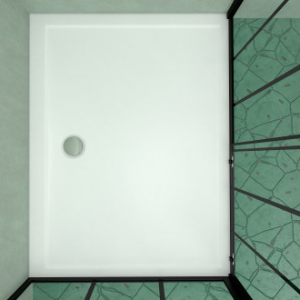 Porte coulissante et retour avec sérigraphie noire 120x90x200 cm + receveur blanc Aurlane - PACF176