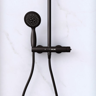 Porte de douche coulissante "industriel" 120x200 + receveur blanc + colonne de douche mécanique Aurlane - PACF268