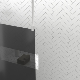 Paroi de douche 120x200cm verre fumé - profilé + barre plafond finition chrome - freedom 2 smoked Aurlane - PACF387