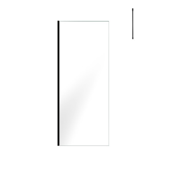 Paroi de douche 80x200cm verre transparent - profilé + barre plafond noire - freedom 2 black Aurlane - PACF405