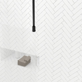 Paroi de douche 140x200cm verre transparent - profilé + barre plafond noire - freedom 2 black Aurlane - PACF408