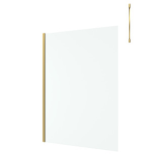 Paroi de douche 140x200cm verre 8mm - profilé + barre plafond finition or brossé - freedom 2 gold Aurlane - PACF435