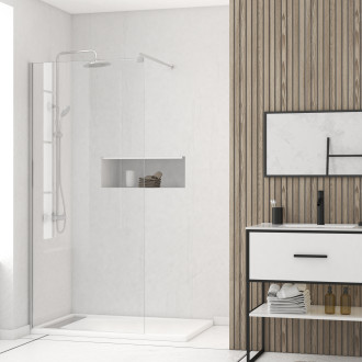 Pack paroi de douche 100x200cm verre transparent - barre de fixation extensible - Couleur de profil au choix