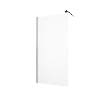 Pack paroi de douche 100x200cm verre transparent - barre de fixation extensible et profil noir Aurlane - PACF445