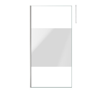 Paroi de douche 100x200cm dépolie - profilé + barre plafond finition chrome - freedom 2 frosted Aurlane - PACF453