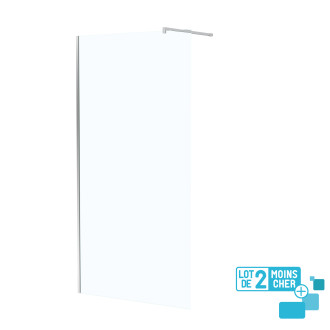 Lot de 2 parois de douche 100x195 cm en verre trempé 5 mm - profilés et bras chromés Aurlane - PACF464