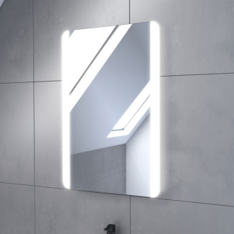 Meuble salle de bain 60x80 - finition chene naturel - vasque blanche + miroir led - timber 60 - pack04 Aurlane - PACM214