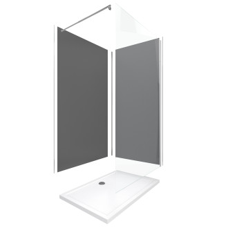 Pack 2 panneaux muraux + receveur + paroi en verre trempé + barre de fixation Aurlane - PACP030