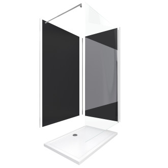 Pack 2 panneaux muraux wall'it noir + receveur whiteness ii 120 + paroi de douche freedom 2 depolie + barre de fixation chrome Aurlane - PACP044