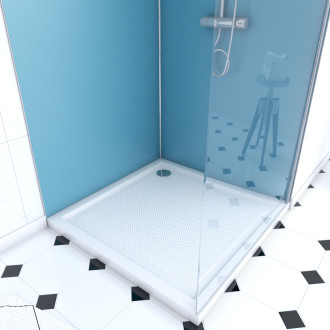 Pack 2 panneaux muraux wall'it bleu + receveur whiteness ii + paroi freedom 2 thin transparent + barre de fixation chrome Aurlane - PACP048