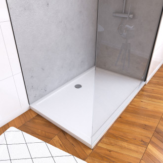 Pack panneaux muraux light grey 90+120x210 - receveur 120x90 - paroi 120x200 - profils et bras noir Aurlane - PACP077