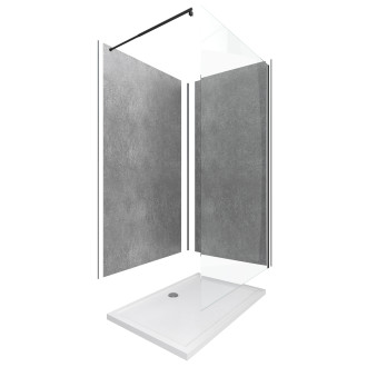 Pack 2 panneaux muraux stone'it silver grey + receveur whiteness ii 120 + paroi de douche freedom 2 dark 120 + barre de fixation noir Aurlane - PACP089