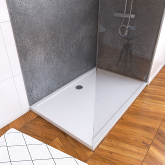 Pack panneau mural stone'it silver grey 90 + panneau mural stone'it silver grey 120 + paroi de douche + receveur + barre de fixation Aurlane - PACP091