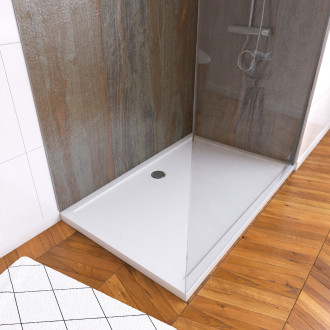 Pack panneaux muraux wood stone 90+120x210 - receveur 120x90 - paroi 120x200 - profils et bras chrome Aurlane - PACP103