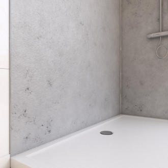Pack panneaux muraux beton clair en composite avec profilé d'angle et de finition chrome - 90 x 120cm - stone'it light grey 90x120 Aurlane - PACP244
