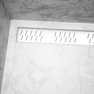 Pack receveur 100x80 blanc effet pierre et grille décor en aluminium blanc brillant - pack moon Aurlane - PACR014