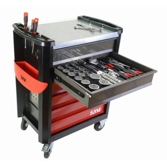 Composition travaux publics 255 outils en module mousse + servante 6 tiroirs servi-630n SAM - CPP255MMS