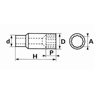 Douille longue 1/2 12 pans 1/2 sam - sl1/2