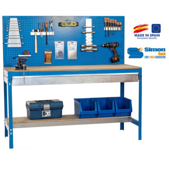 Kit etabli avec tiroir 1440x1500x600mm - bt-2 box 1500 bleu/bois