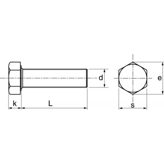 Vis à métaux tête hexagonale acton inox a2 din933 - ø5x70mm - boite de 200 - 621015x70