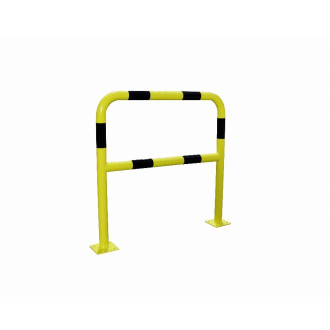 Barrière de protection noire et jaune avec platine 150 x 150 mm VISO - acier galva - 1500 x 1000 m - Ø40 mm - BAR415NJ
