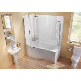 Cleargreen baignoire-douche asymétrique ecoround r19 150x80x74 cm lucite®